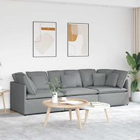 vidaXL Modulsoffa med dynor i tyg ljusgrå
