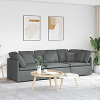vidaXL Modulsoffa med dynor i tyg mörkgrå