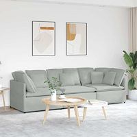 vidaXL Modulsoffa med dynor sammet ljusgrå