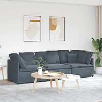 vidaXL Modulsoffa med dynor sammet mörkgrå