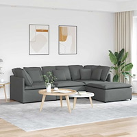 vidaXL Modulsoffa med fotpall och dynor mörkgrå