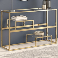 vidaXL Konsolbord guld rostfritt stål och härdat glas