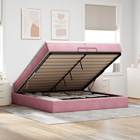 vidaXL Ottoman sängram med madrasser rosa 200x200 cm sammet