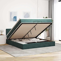 vidaXL Ottoman sängram med madrass mörkgrön 200x200 cm sammet
