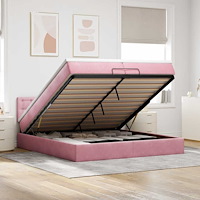 vidaXL Ottoman sängram med madrass rosa 200x200 cm sammet