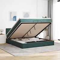 vidaXL Ottoman sängram med madrasser mörkgrön 200x200 cm sammet