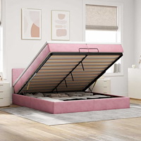 vidaXL Ottoman sängram med madrasser rosa 200x200 cm sammet