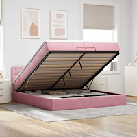 vidaXL Ottoman sängram med madrasser rosa 200x200 cm sammet
