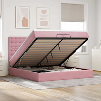 vidaXL Ottoman sängram med madrasser rosa 200x200 cm sammet