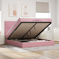 vidaXL Ottoman sängram med madrasser rosa 200x200 cm sammet