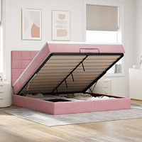 vidaXL Ottoman sängram med madrasser rosa 200x200 cm sammet