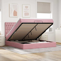 vidaXL Ottoman sängram med madrasser rosa 200x200 cm sammet