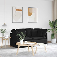 vidaXL Modulsoffa med dynor i tyg svart