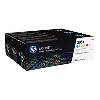 Hewlett-Packard HP 305A - 3-pack - gul, cyan, magenta - original - LaserJet - tonerkassett (CF370AM)