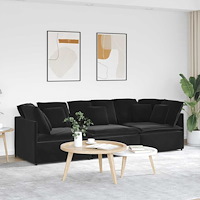 vidaXL Modulsoffa med kuddar sammet svart