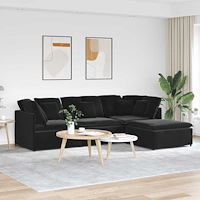 vidaXL Modulsoffa med fotpall och dynor sammet svart