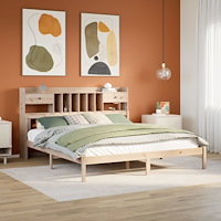vidaXL Säng med bokhylla utan madrass 180x200cm massiv furu