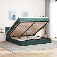 vidaXL Ottoman sängram med madrasser mörkgrön 200x200 cm sammet