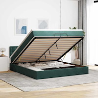 vidaXL Ottoman sängram med madrasser mörkgrön 200x200 cm sammet