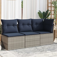 vidaXL Trädgårdsoffa med kudde Grå 172 x 62 x 69 cm Poly rattan