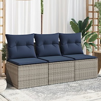 vidaXL Trädgårdsoffa med kudde Grå 165 x 62 x 69 cm Poly rattan