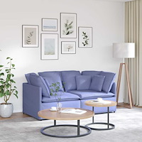 vidaXL Modulsoffa med kuddar tyg jeans blå