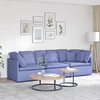 vidaXL Modulsoffa med kuddar tyg jeans blå