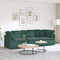vidaXL Modulsoffa med dynor sammet mörkgrön