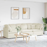 vidaXL Modulsoffa med kuddar sammetskräm