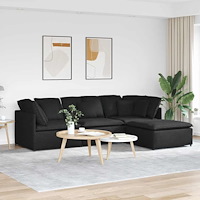 vidaXL Modulsoffa med fotpall och dynor svart