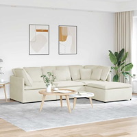 vidaXL Modulsoffa med fotpall och dynor sammetskräm