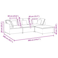 vidaXL Modulsoffa med fotpall och dynor sammetskräm