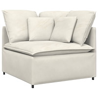vidaXL Modulsoffa med fotpall och dynor sammetskräm