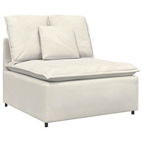 vidaXL Modulsoffa med fotpall och dynor sammetskräm