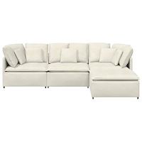 vidaXL Modulsoffa med fotpall och dynor sammetskräm