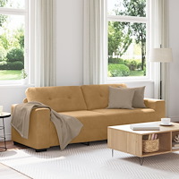 vidaXL 3-sitssoffa Brun 180 cm Sammet