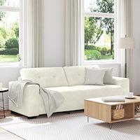 vidaXL 3-sitssoffa i grädde, 180 cm, sammet