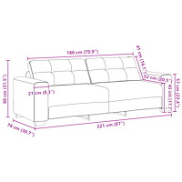 vidaXL 3-sitssoffa Blå 180 cm Sammet