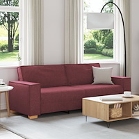vidaXL 3-sitssoffa i vinröd tyg, 180 cm