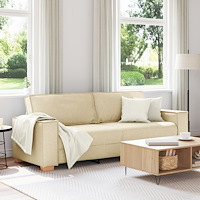 vidaXL 3-sitssoffa i grädde 180 cm tyg
