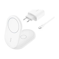 Belkin Belkin BoostCharge 2-in-1 trådlöst laddställ - magnetisk, hopfällbar, med Qi2 - + växelströmsadapter - 15 Watt