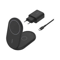 Belkin Belkin BoostCharge 2-in-1 trådlöst laddställ - magnetisk, hopfällbar, med Qi2 - + växelströmsadapter - 15 Watt