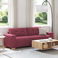 vidaXL 3-sitssoffa Vinröd 180 cm Tyg