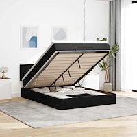 vidaXL Ottoman sängram med madrass svart 140x200 cm sammet