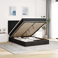 vidaXL Ottoman sängram med madrasser svart 140x200 cm sammet