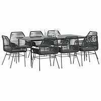 vidaXL Matgrupp för trädgård med dynor 9 delar svart polyrotting glas