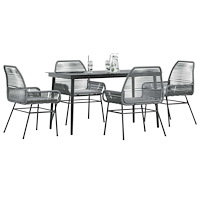 vidaXL Matgrupp för trädgården med dynor 5 delar grå polyrotting glas