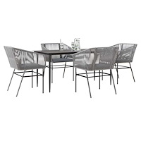 vidaXL Matgrupp för trädgården med dynor 5 delar grå polyrotting glas