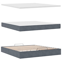 vidaXL Ottoman sängram med madrass mörkgrå 160x200 cm sammet