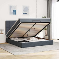 vidaXL Ottoman sängram med madrasser mörkgrå 160x200 cm sammet
